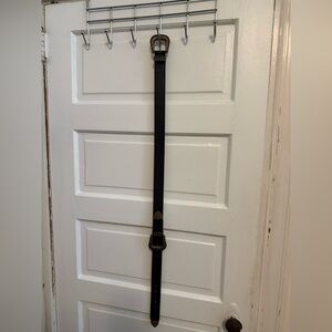 Stylish Black Belt with Tarnished Gold Buckle